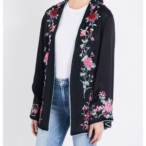 Free People Black Embroidered Kimono Cardigan